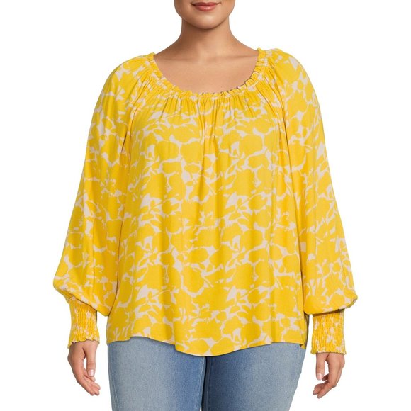 Long Sleeve Peasant Blouse Top  Plus Size Sz 0X NWT - Picture 1 of 8